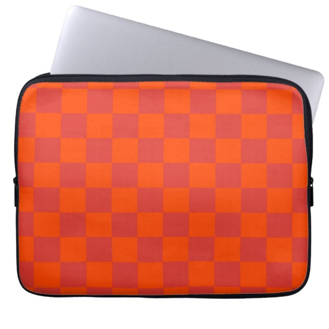 Capa Para Notebook Padrão de Gingham Vermelhos Laranja (Frente)