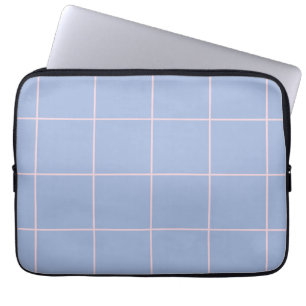 Capa Para Notebook Padrão de Grade Azul e Rosa Suave
