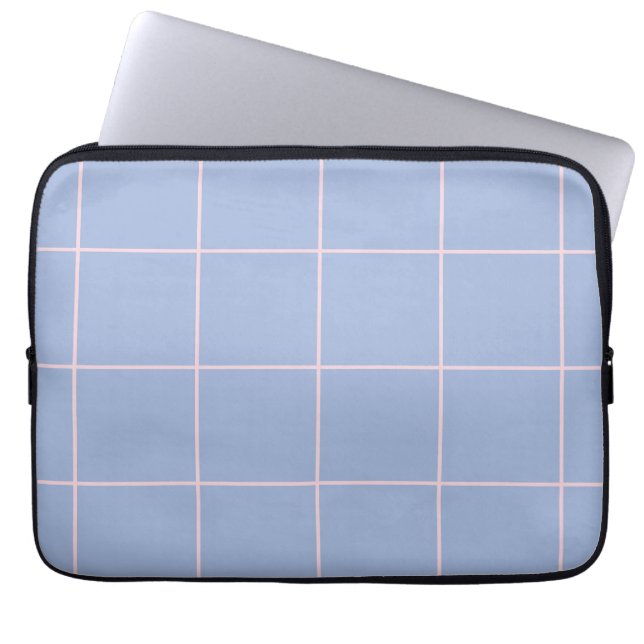 Capa Para Notebook Padrão de Grade Azul e Rosa Suave (Frente)