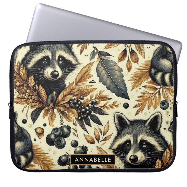 Capa Para Notebook Padrão de guintage racoon (Frente)