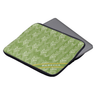 Capa Para Notebook Padrão de Herringbone em Forest Green Personal