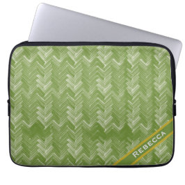 Capa Para Notebook Padrão de Herringbone em Forest Green Personal