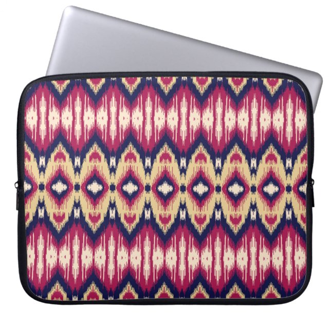 Capa Para Notebook Padrão de ikat chevron azul-rosa étnico T (Frente)