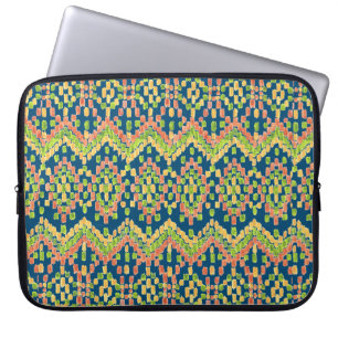 Capa Para Notebook Padrão de Ikat étnico colorido no azul