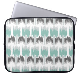 Capa Para Notebook Padrão De Ikat Floral Da cinza Mint Aqua Modern