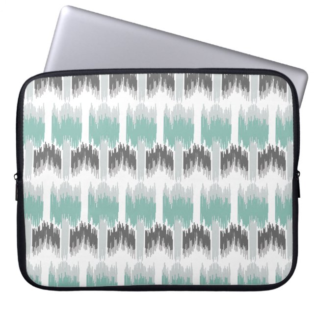 Capa Para Notebook Padrão De Ikat Floral Da cinza Mint Aqua Modern (Frente)
