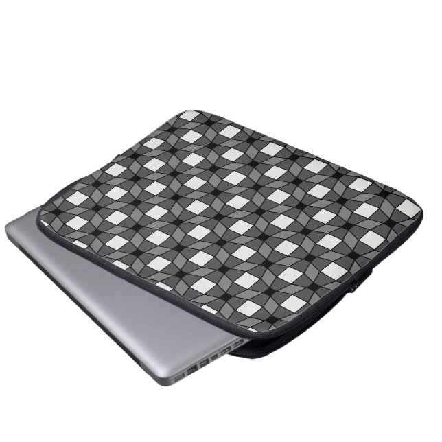 Capa Para Notebook Padrão de Ilusão Óptica BLack e White Wave (Frente Inferior)