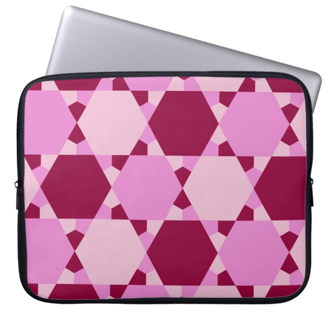 Capa Para Notebook Padrão de Ilusão Óptica de Triângulo Rosa Girly (Frente)