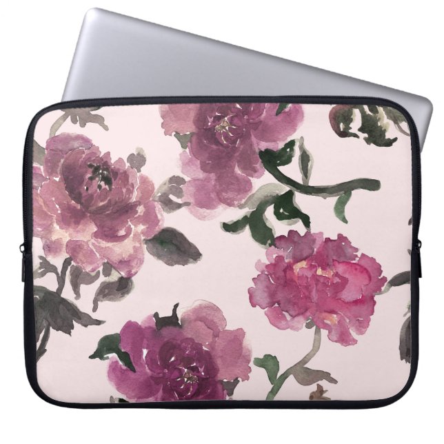 Capa Para Notebook Padrão de Ilustração das Flores de Aquarelas Sem C (Frente)
