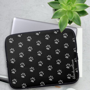 Capa Para Notebook Padrão de impressão de pata preto-e-Cinza