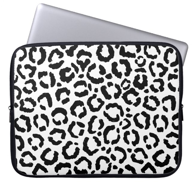 Capa Para Notebook Padrão de Impressão do Animal Leopardo Branco Negr (Frente)
