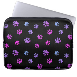 Capa Para Notebook Padrão de Impressões de Pata Rosa Azul Roxo
