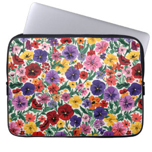 Capa Para Notebook Padrão de Jardim Floral de Pensamentos Vibrantes d