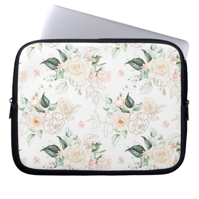 Capa Para Notebook Padrão de Jardim Floral rosa (Frente)