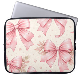 Capa Para Notebook Padrão de Laço Rosa Fofo Estética Feminina Coquete