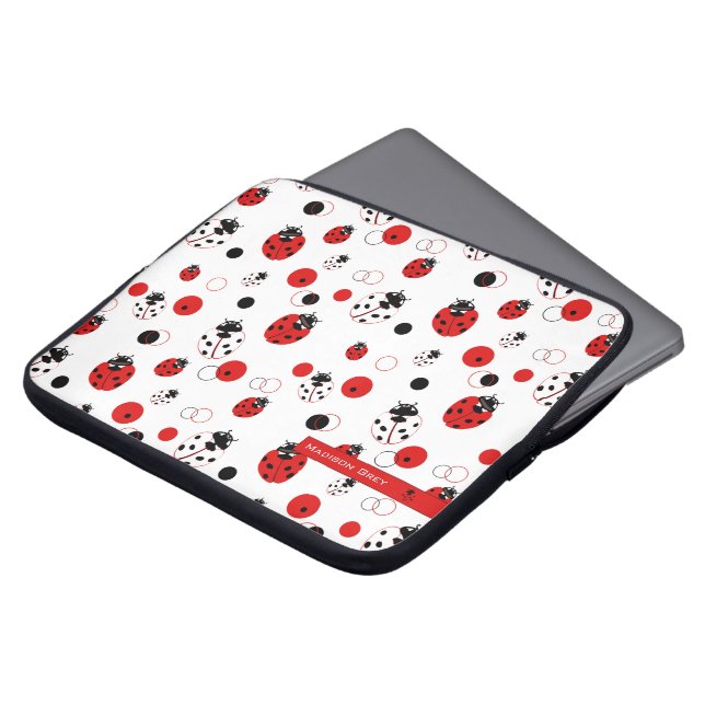 Capa Para Notebook Padrão de Ladybug vermelho, preto e branco simples (Frente Topo)