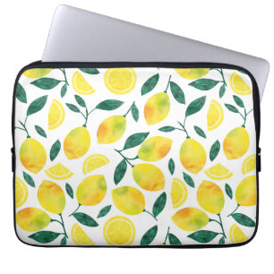 Capa Para Notebook Padrão de Limão de Aquarela Amarela