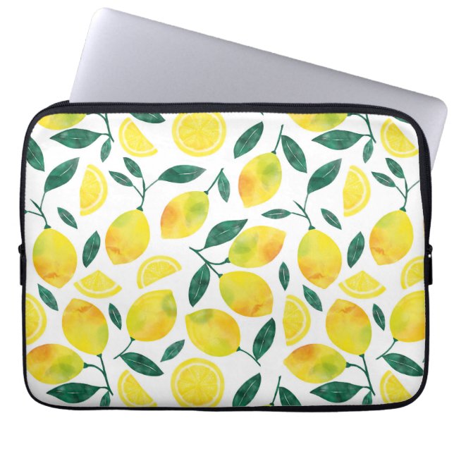 Capa Para Notebook Padrão de Limão de Aquarela Amarela (Frente)