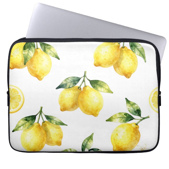Capa Para Notebook Padrão de Limão em Aquarela (Frente)