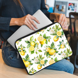 Capa Para Notebook Padrão de limão, flores de limão, folhas, citrinos