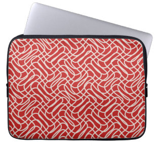 Capa Para Notebook Padrão De Linha De Abstrato De Vermelho E Creme
