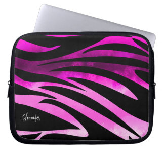 Capa Para Notebook Padrão De Listra Preta E Rosa