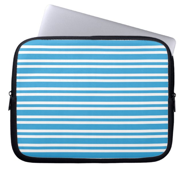 Capa Para Notebook Padrão de Listras Brancas Azuis (Frente)