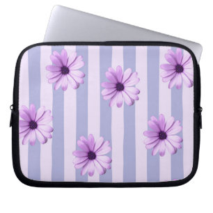 Capa Para Notebook Padrão de listras pastéis com Margaridas