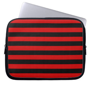 Capa Para Notebook Padrão de Listras Pretas e Vermelhas em Negrito