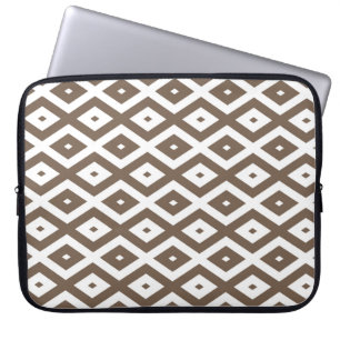 Capa Para Notebook Padrão de losango branco e castanho de taupe