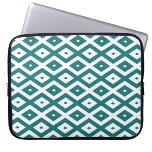 Capa Para Notebook Padrão de losango branco e teal