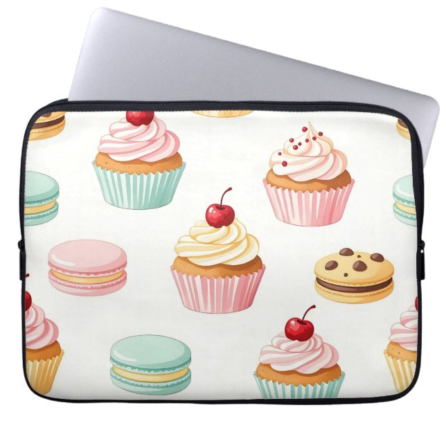 Capa Para Notebook Padrão de Macaron de Cupcake Doce (Frente)