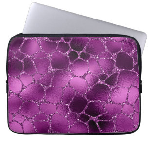Capa Para Notebook Padrão de Manchas de Girafa com Glitter Glam Ombre
