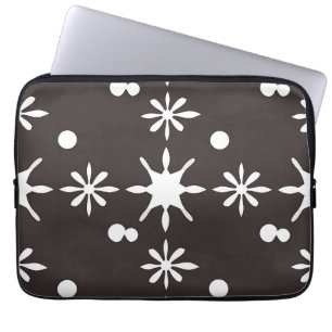 Capa Para Notebook Padrão de Margarida Preto e Branco Moderno