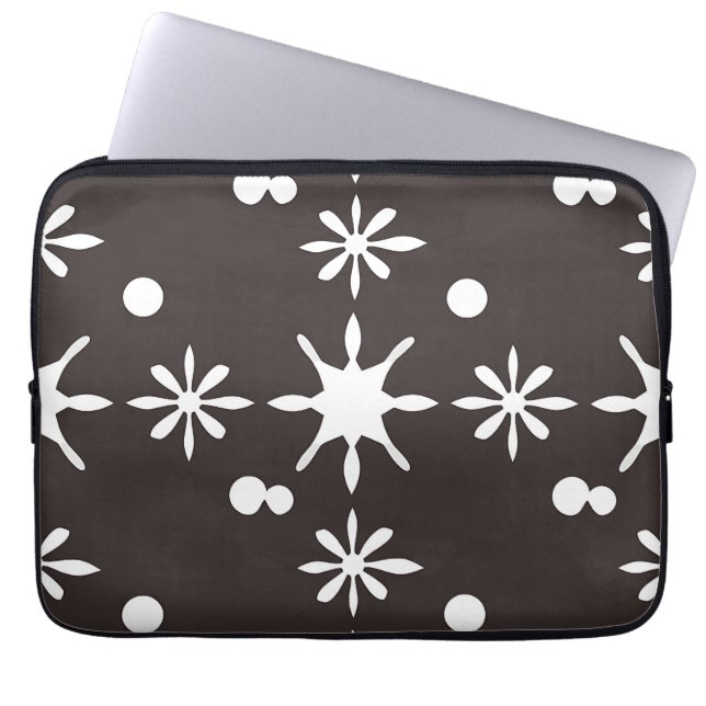 Capa Para Notebook Padrão de Margarida Preto e Branco Moderno (Frente)