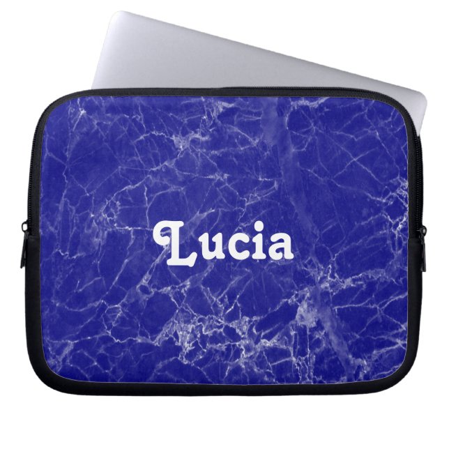 Capa Para Notebook Padrão de mármore azul de nome personalizado (Frente)
