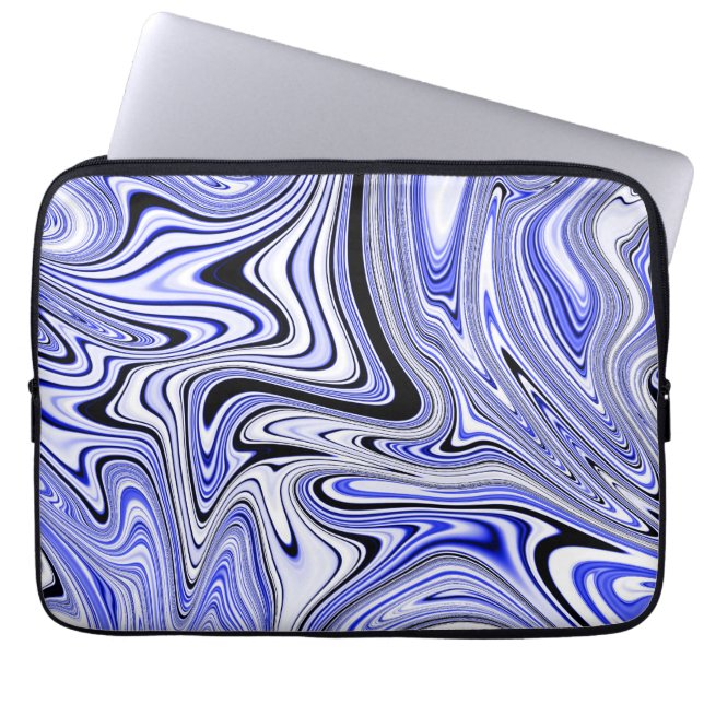 Capa Para Notebook Padrão de Mármore com Redemoinho Azul Tendência (Frente)