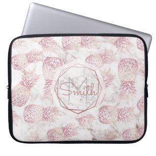 Capa Para Notebook Padrão de mármore de ananás rosa dourado geomé