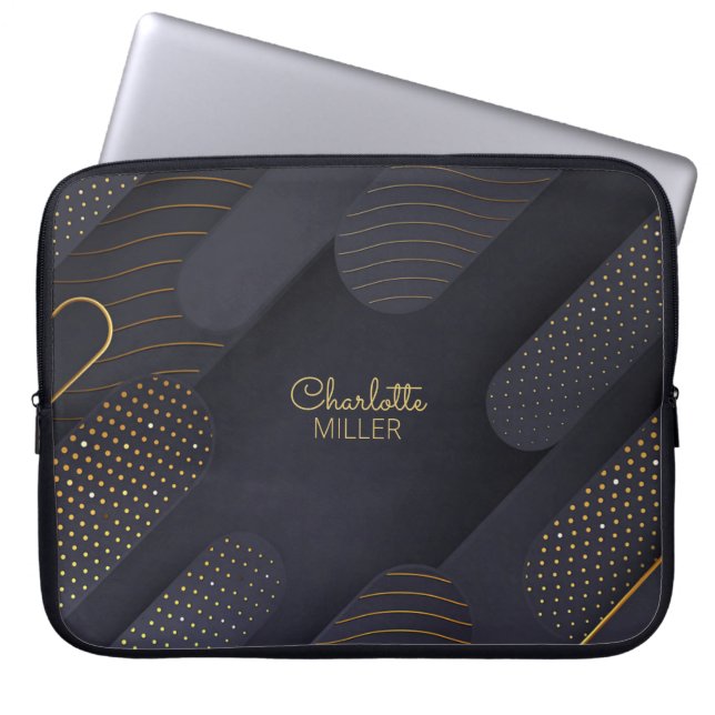 Capa Para Notebook Padrão de Meio-tom Dourado do Marinho moderno e no (Frente)