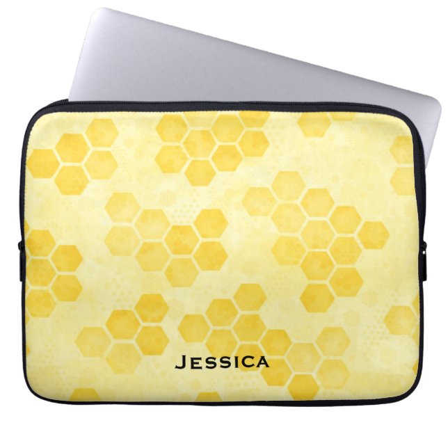 Capa Para Notebook Padrão de Mel Pastel Amarelo Personalizado (Frente)