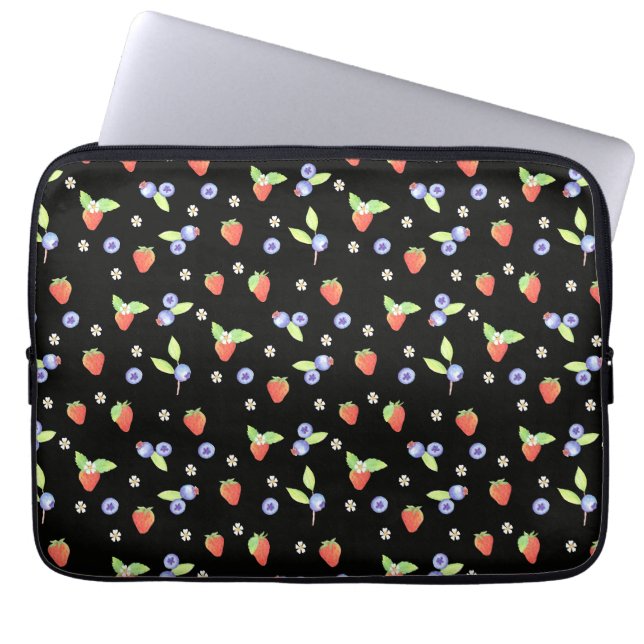 Capa Para Notebook Padrão de mirtilo morango aquarela fofa (Frente)