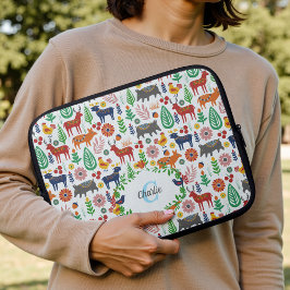 Capa Para Notebook Padrão de Monograma de Arte Folclórica Escandinava