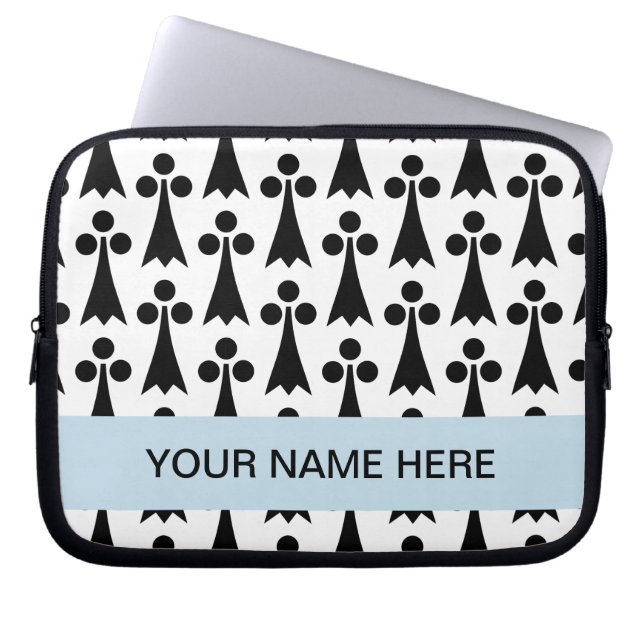 Capa Para Notebook Padrão de monograma de forma em preto e branco (Frente)