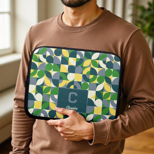 Capa Para Notebook Padrão de Monograma Geométrico Abstrato Bauhaus Mo