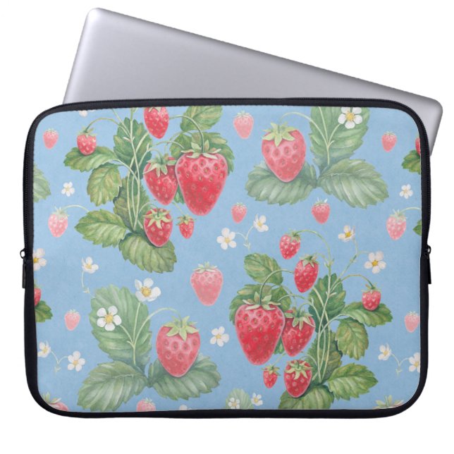 Capa Para Notebook Padrão de morango de aquarela (Frente)
