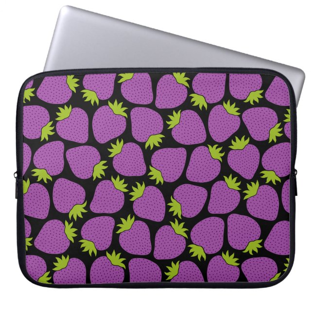 Capa Para Notebook Padrão de Morango Halloween Roxo (Frente)