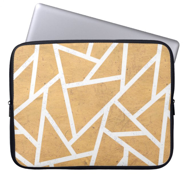 Capa Para Notebook Padrão de mosaico amarelo e branco (Frente)