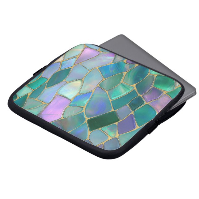 Capa Para Notebook Padrão de mosaico de vitral em cores pastéis (Frente Topo)