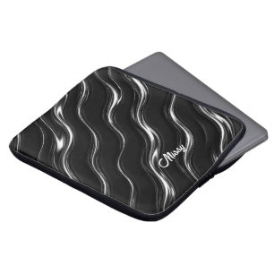 Capa Para Notebook Padrão de Movimento Líquido Cromo Futurista Femi