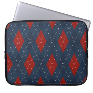 Capa Para Notebook Padrão de Natal Real Blue Argyle